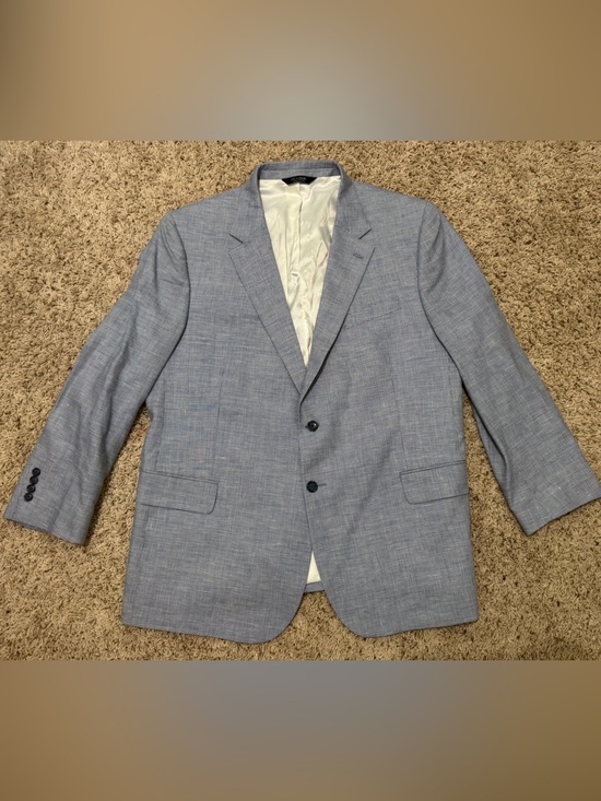 Jos. A. Bank Other - Jos. A. Bank Light Blue Mirco Houndstooth Linen Wool Blend Sport Coat Size 48R